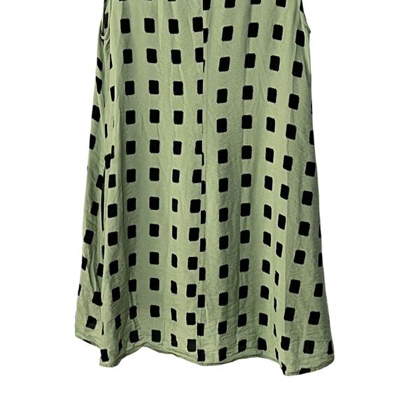 Cut Loose Womens Size Medium Cowl Neck A-Line Mini Dress Geo Print Green Black - Picture 7 of 11